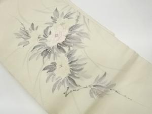 リサイクル　作家物　絽手書き花模様刺繍名古屋帯